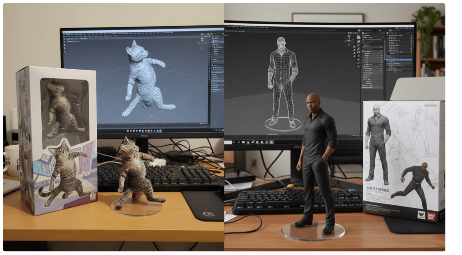 Commercialized Figurine on Computer Desk