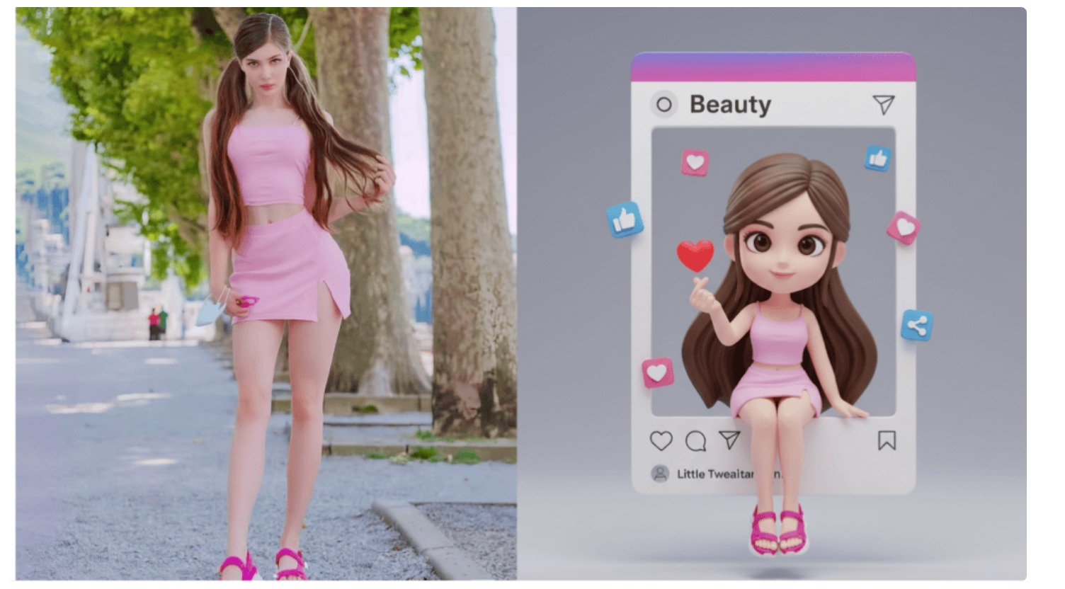 Chibi Character on Instagram Frame